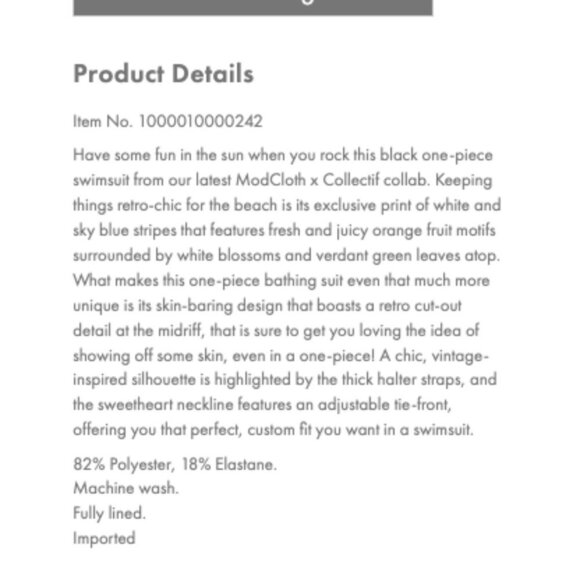 NEW ModCloth x Collectif The Elvira One-Piece Swimsuit - Picture 6 of 7